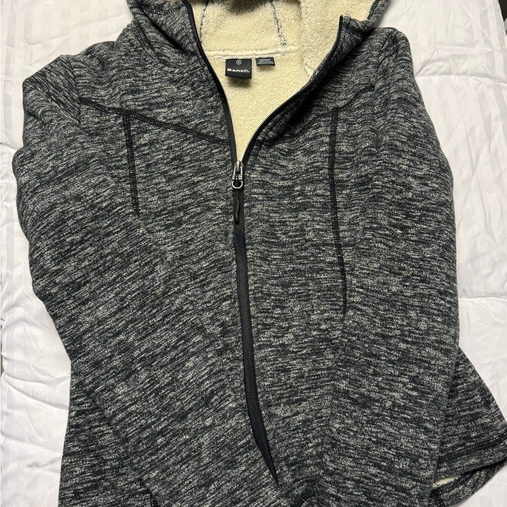 Bench Black and White Fleece-Lined Hoodie